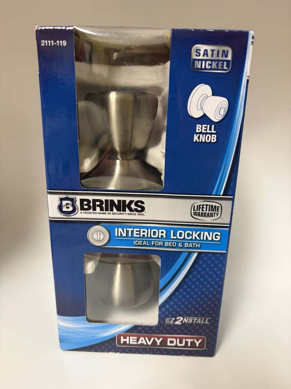 Brinks Satin Nickel Finish Heavy Duty Interior Locking Door Knob Bell Knob